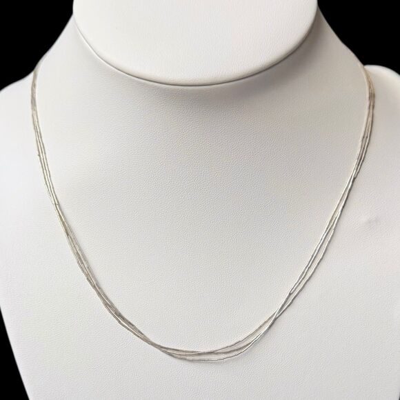 Vintage 925 Sterling Multi Strand Liquid Silver Necklace Set 18" 24" 30" Pollack - Picture 3 of 16